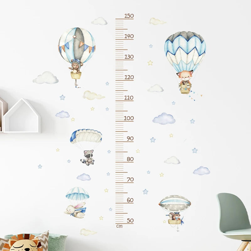 🌈📏 Cute Kids Height Chart Wall Stickers – Removable PVC Growth Ruler 🚀🐻