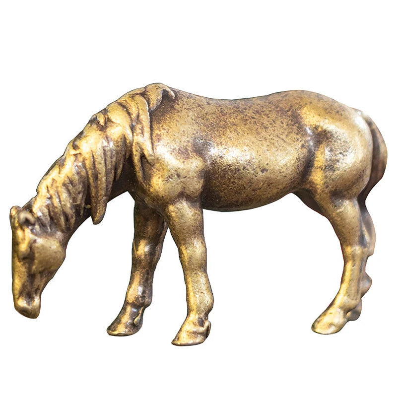 🐴 Mini Brass Horse Figurines – Vintage Zodiac Desktop Decor