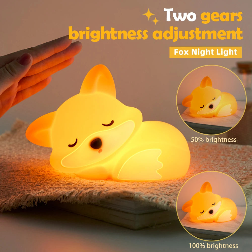 Cute Silicone Night Light – Ricaricabile & Touch | Fox 🦊, Rabbit 🐰, Penguin 🐧, Giraffe 🦒, Slot 🦥, Nylon 🌙, Flamingo 🦩