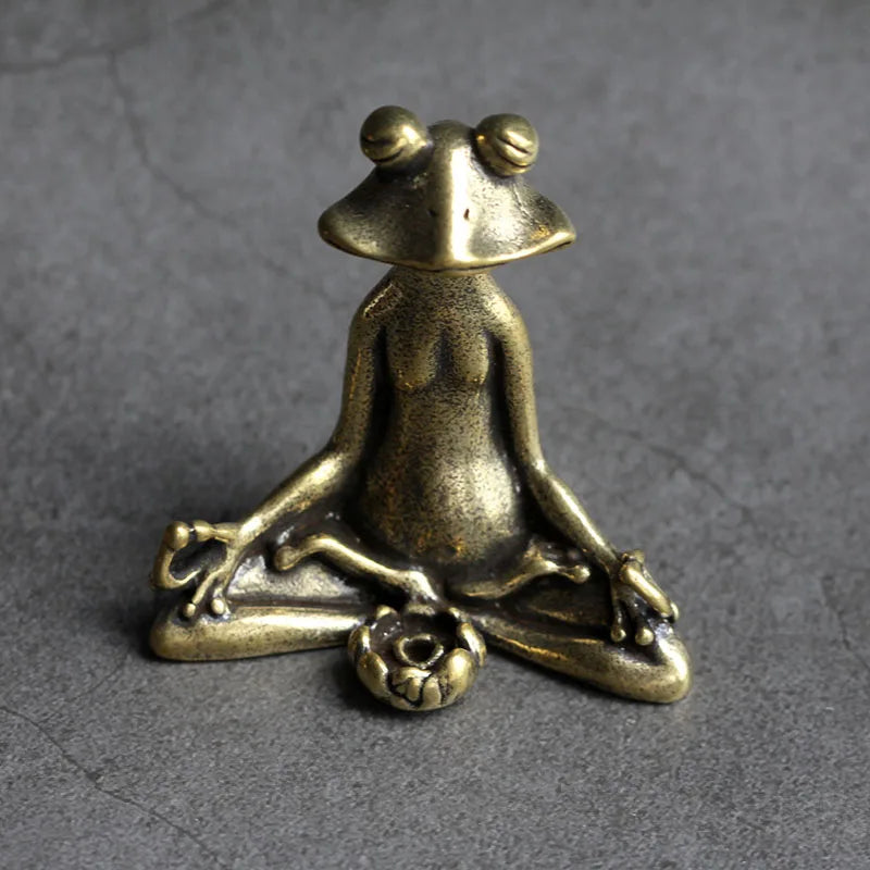 🐸✨ Zen Animal Brass Statues – Meditation Frog & Kung Fu Turtle Collection