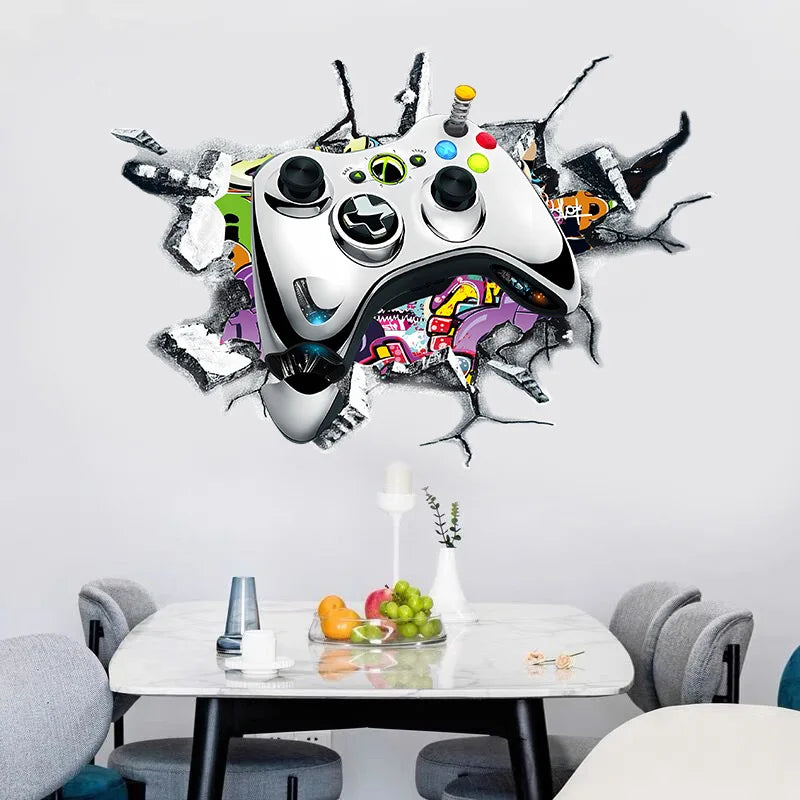 🔥 3D Gamer Wall Stickers – Broken Wall Effect 🎮✨