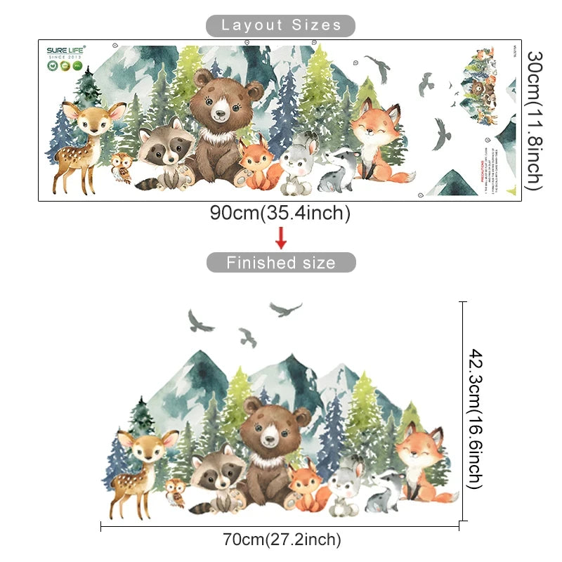🌲 “Forest Friends Wall Decals – Cute Animal Nursery Stickers” 🦊🐻🦉✨
