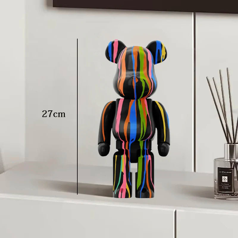 🧸✨ Graffiti Bear Resin Statue – 27cm Artistic Decor Figurine