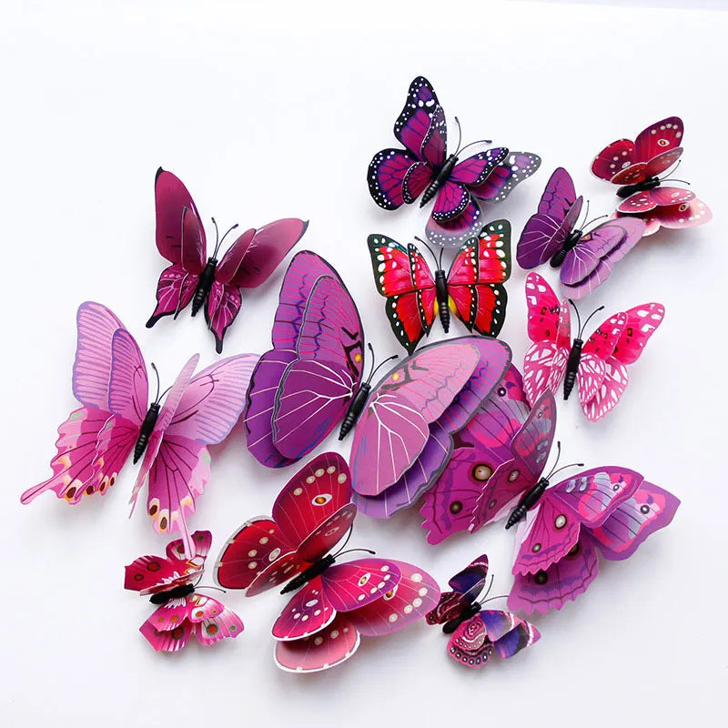 🌈 3D Butterfly Wall Stickers – Double-Layer Decorative Set (12pcs) 🦋✨