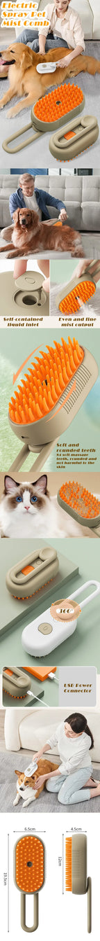 🐾 Steam Pet Grooming Brush 3-in-1 – Electric Vapor Cleaning & Massage Comb 🐾