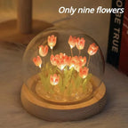 🌷✨ Mini Tulip LED Night Light - Glass Lamp with Bright Flowers