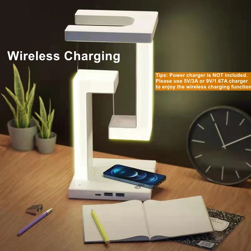 🌙 Wireless Floating LED Lamp + 10W Wireless Charger