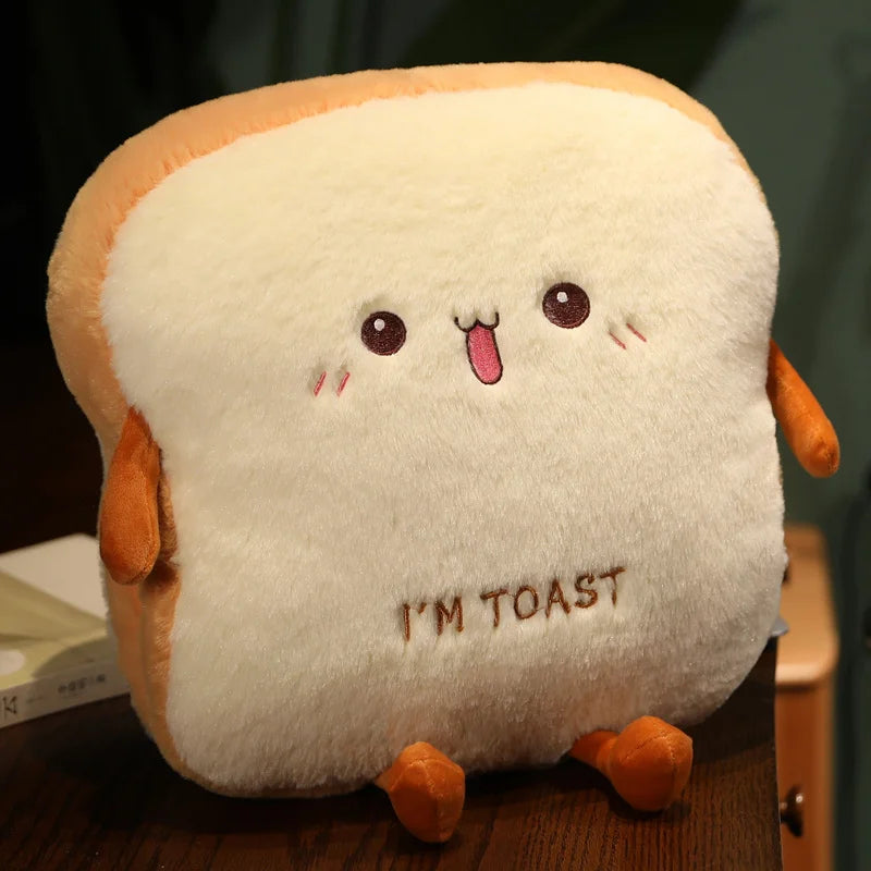 🍞 Cute Toast Plush Pillow – 35cm Cartoon Bread Cushion