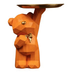 🐻✨ Geometric Bear Tray Statue – Modern Home Decor Accessory
