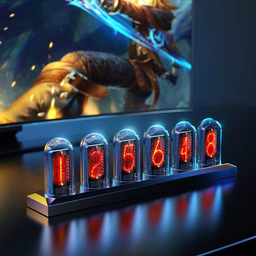 Nixie Tube LED Clock IPS — Retro-Future RGB Table Lamp 🕰️✨