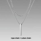 🔗 Bold Men’s Pendant Necklace – Stainless Steel Statement Chain (Gold & Silver)
