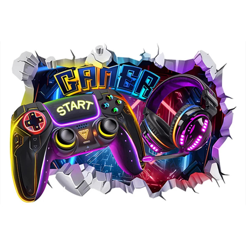 🔥 3D Gamer Wall Stickers – Broken Wall Effect 🎮✨