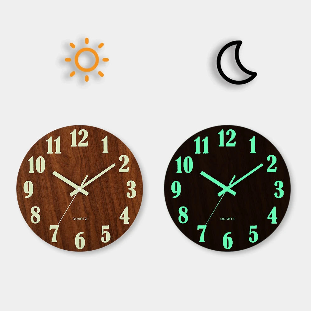 🕒✨Bright Wooden Wall Clock - Silent, Elegant & Phosphorescent