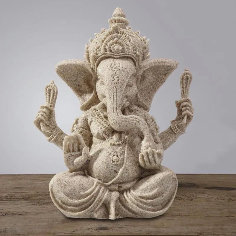 🌿 Sandstone Ganesha Elephant Statue – Handmade Spiritual Home Decor 🐘✨