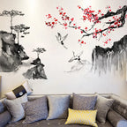 🌄 Chinese Ink Landscape Wall Stickers – 3-Piece Set