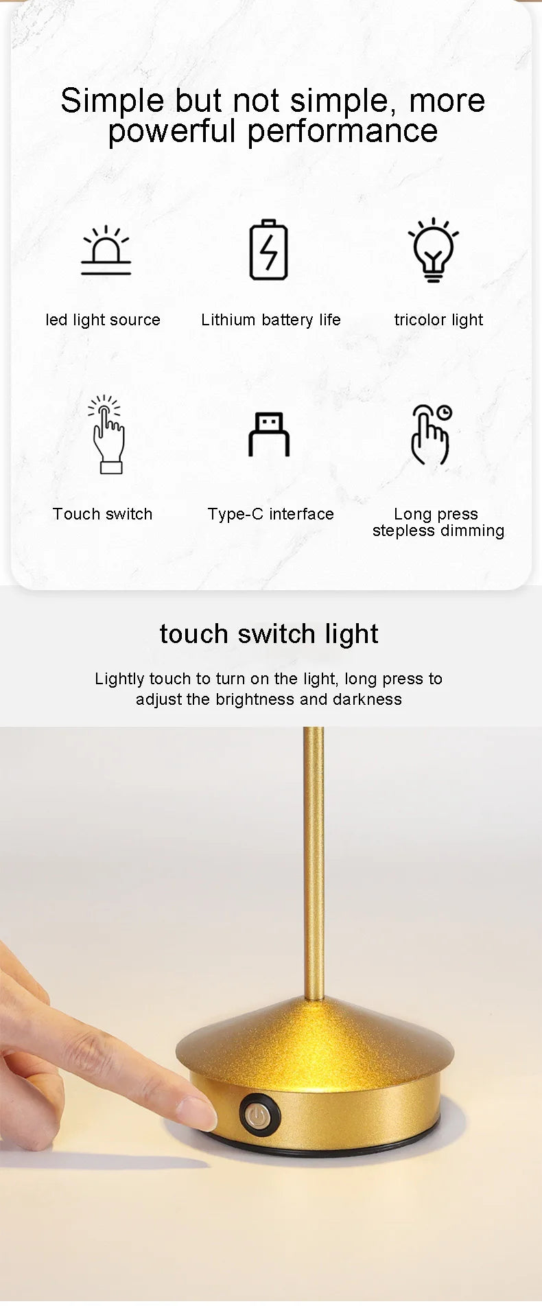 Creative Touch LED Table Lamp – Rechargeable Table Lamp 🌙✨