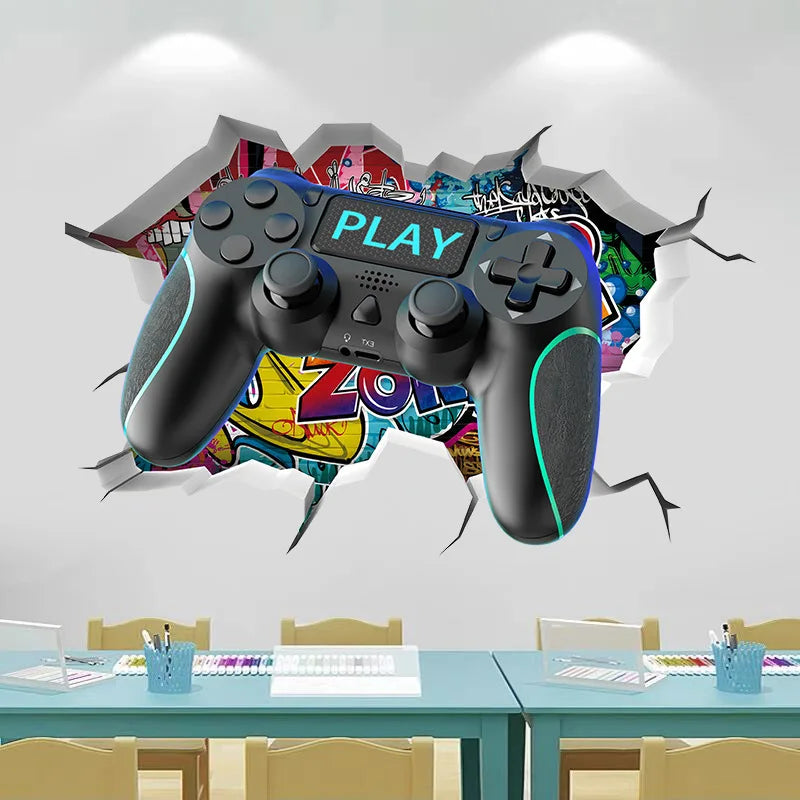 🔥 3D Gamer Wall Stickers – Broken Wall Effect 🎮✨