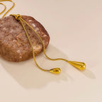 🌟 Waterdrop Tassel Pendant Necklace – Elegant Stainless Steel Jewelry for Women 💖✨