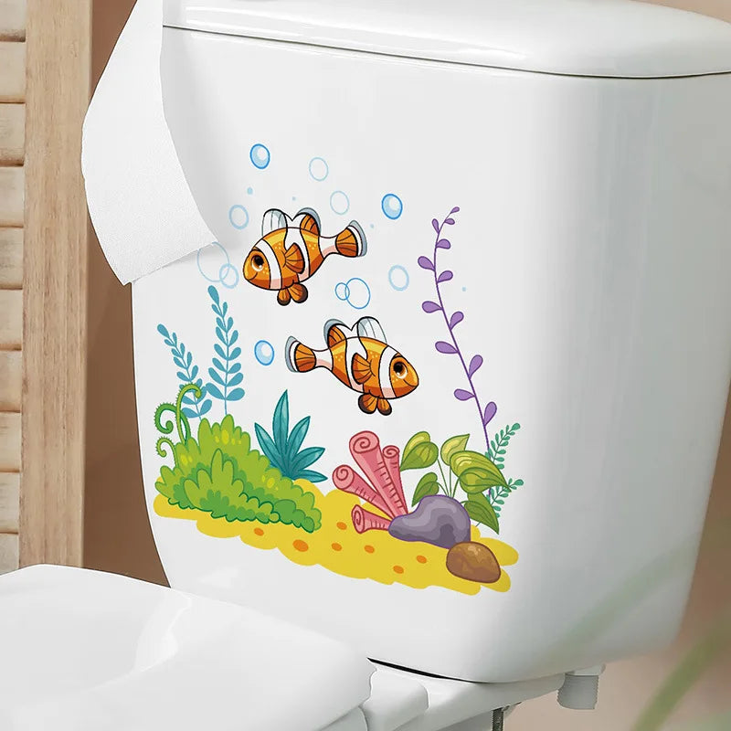 🌿✨ Green Leaf Toilet & Bathroom Wall Stickers — Waterproof Decorative Decals