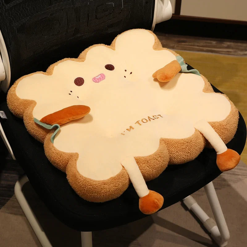Soft Toast Cushion for Chair 🍞✨ | Comfortable, Cute and Washable - Happy or Angry Version