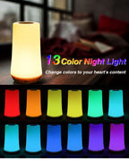 RGB Lamp 13 Colours • Touch & Remote Control • Rechargeable – Dimmable Bedside Light