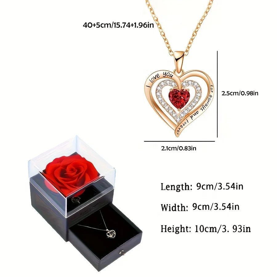 ✨ “Eternal Heart Rose Gift Necklace ❤️🌹”