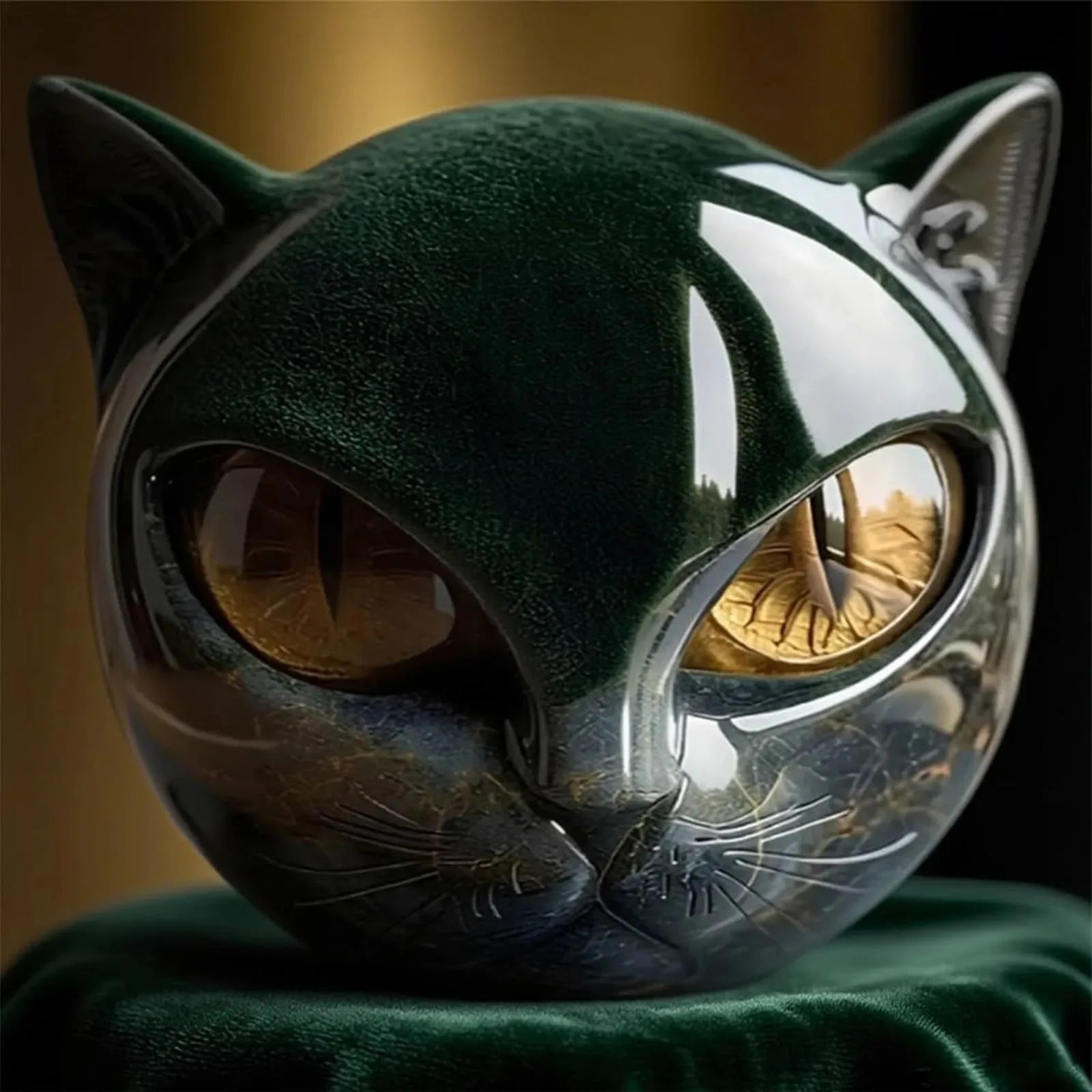 🌑 Black Stone Cat Figurine – Minimalist Resin Decor 🐾✨