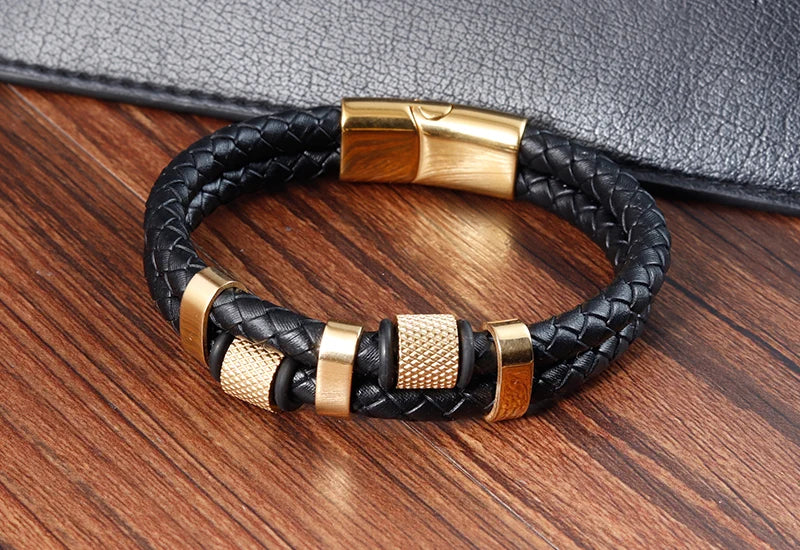 🔥 Men’s Leather Bracelet Collection – Multi-Style Modern Designs 🖤✨