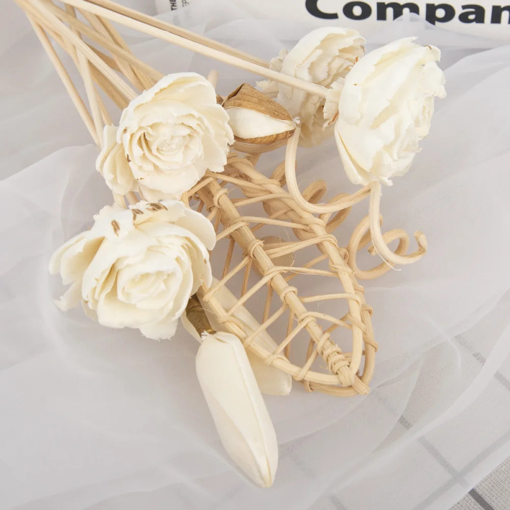 Set 12 Lotus Flower Rattan Sticks - Natural Decorations for Diffusers 🌸✨