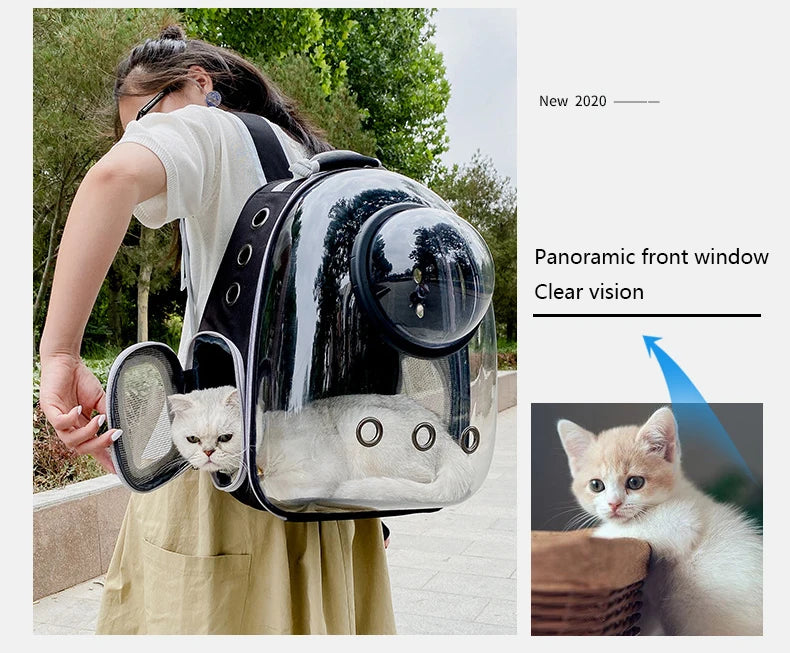 🐾 Crystal-Clear Pet Travel Backpack – Transparent Air-Flow Carrier 🎒✨