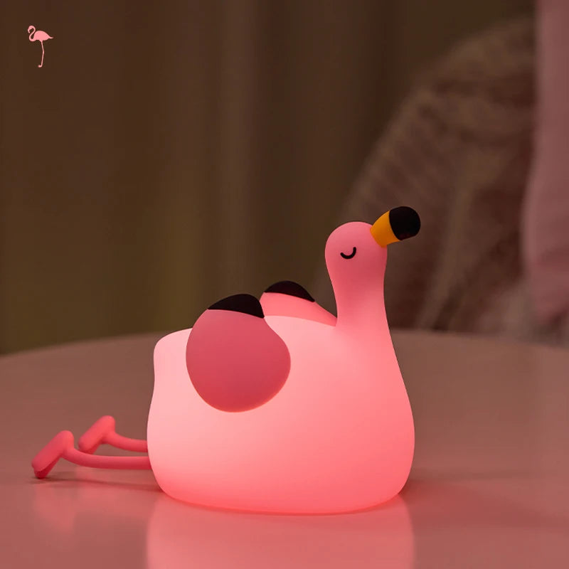 Cute Silicone Night Light – Ricaricabile & Touch | Fox 🦊, Rabbit 🐰, Penguin 🐧, Giraffe 🦒, Slot 🦥, Nylon 🌙, Flamingo 🦩