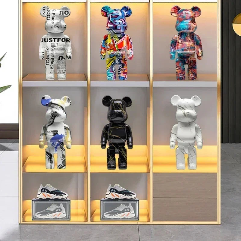 🧸✨ Graffiti Bear Resin Statue – 27cm Artistic Decor Figurine