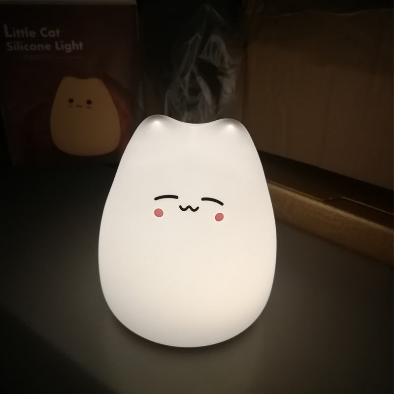 Cute Cat Baby Night Light 🐱✨ – 7 Colours, Touch, Soft Silicone • USB Rechargeable