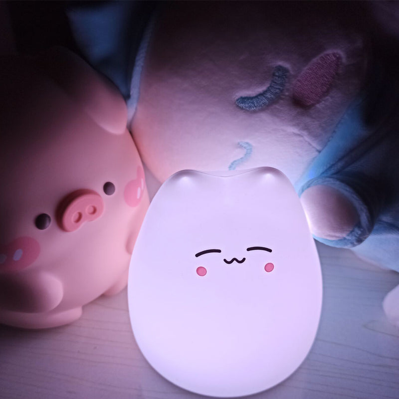 Cute Cat Baby Night Light 🐱✨ – 7 Colours, Touch, Soft Silicone • USB Rechargeable