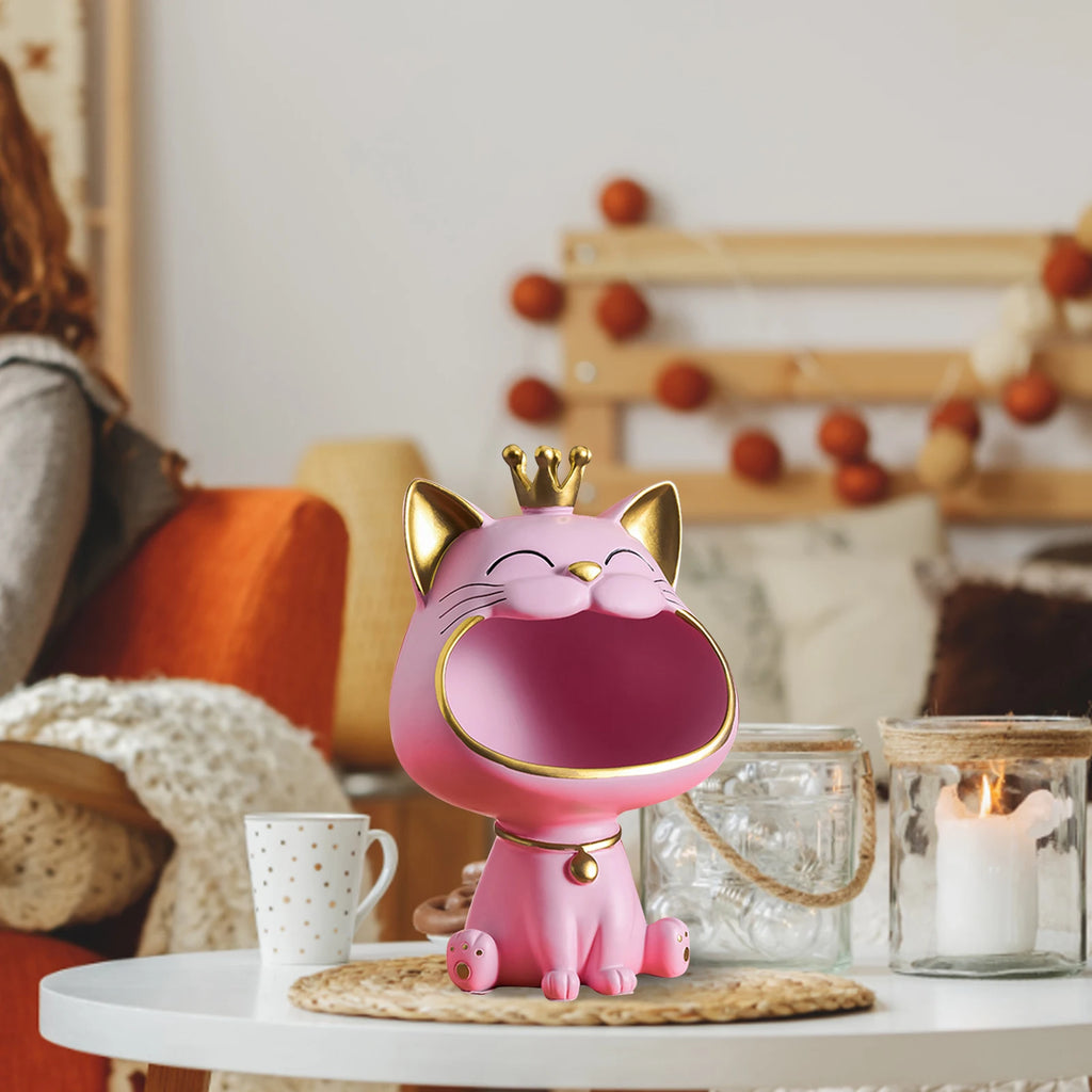 🐱✨ Lucky Cat Storage Statue – Cute Cartoon Catch-All Tray Decor