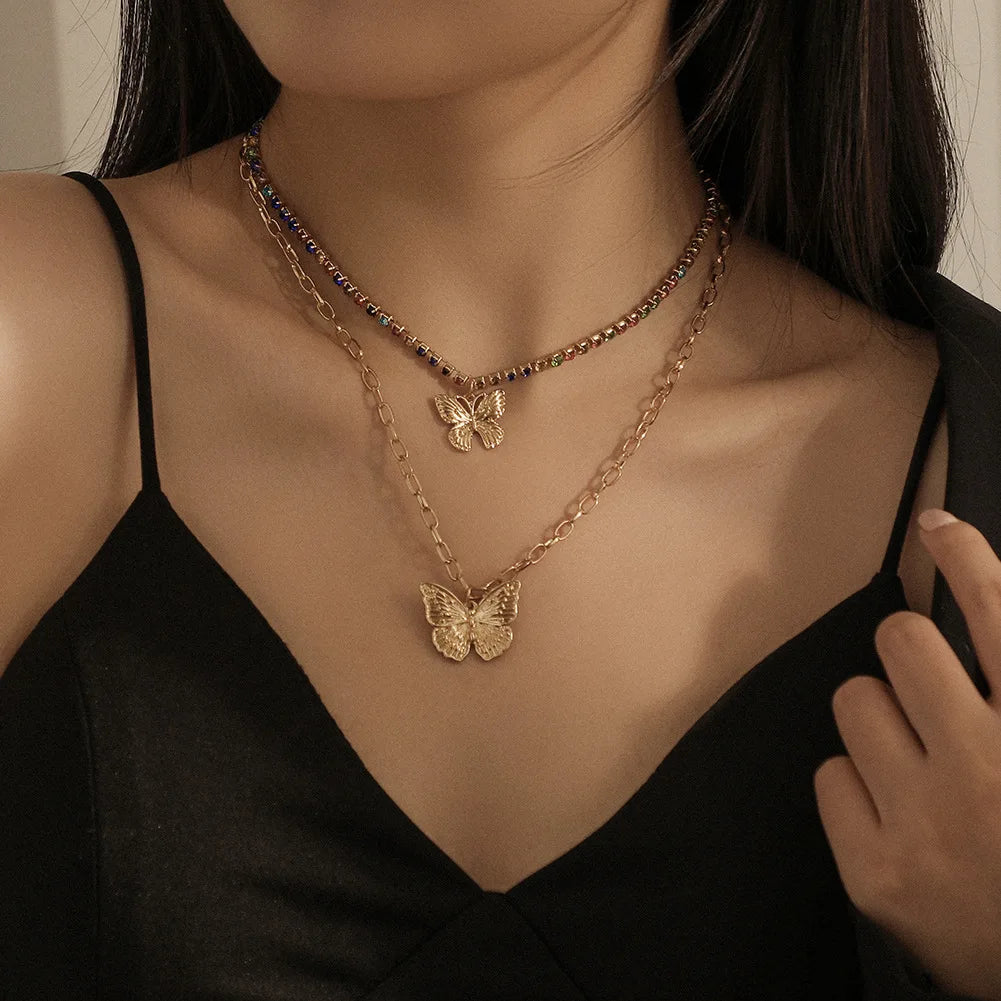 ✨ Vintage Butterfly & Angel Pendant Necklace – Elegant Retro Jewelry for Women 🦋👼