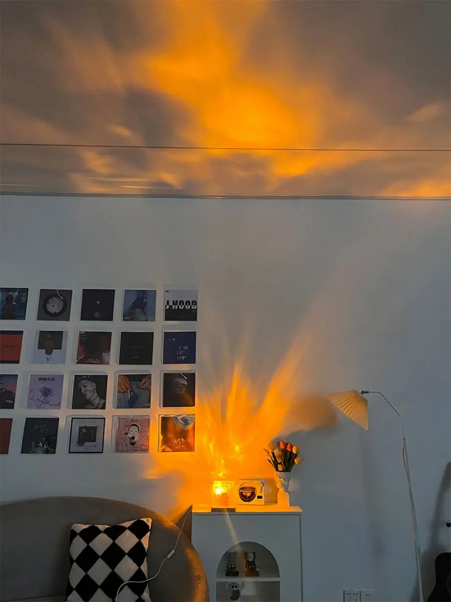 🌊 Dynamic Rotating Water Ripple Lamp –Lamp with Wave & Flame Effect – 16 RGB Colours