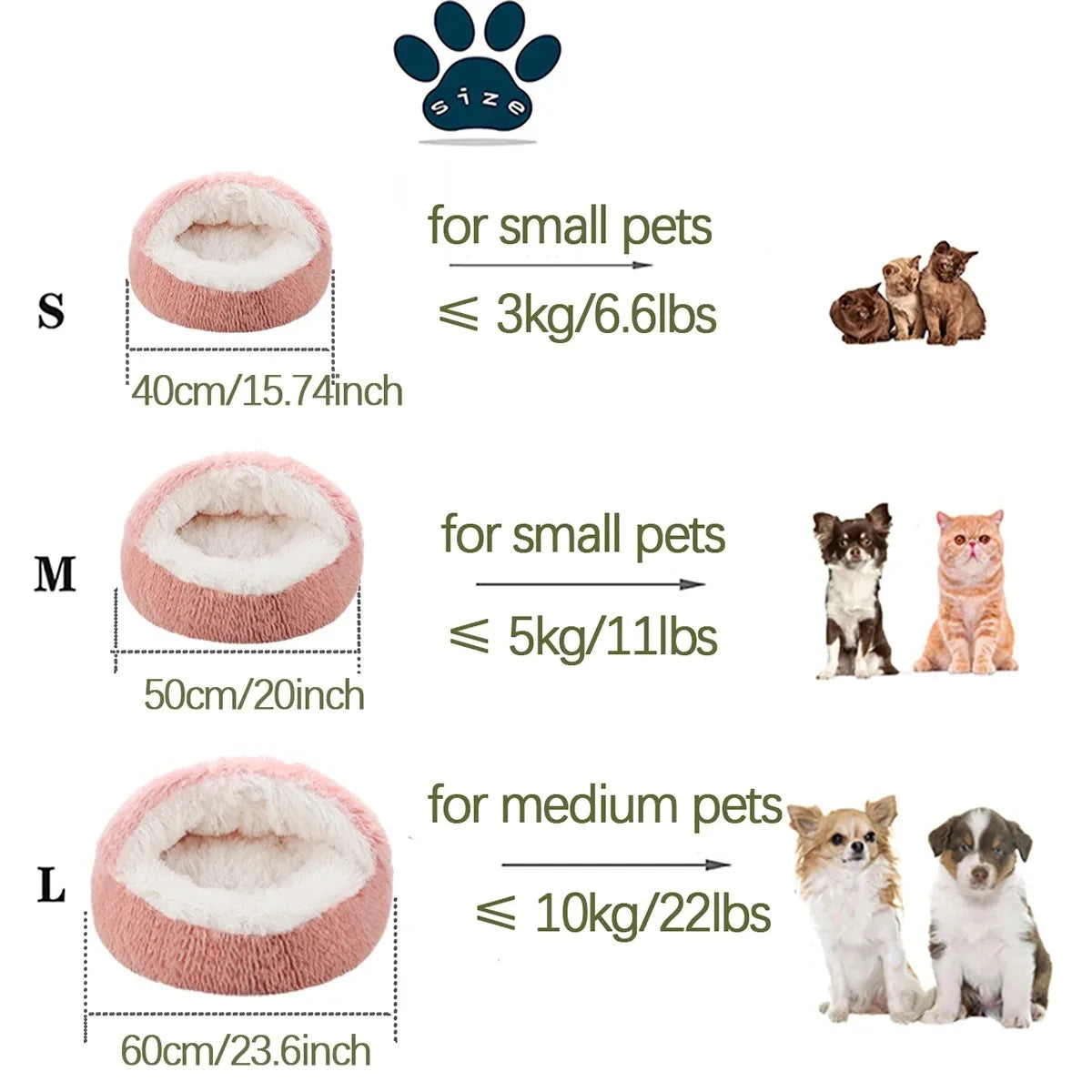 2-in-1 Nest Bed for Cats and Dogs - Soft, Enveloping and Transformable | 40-50-60 cm