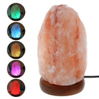 USB Himalayan Salt Lamp with Wooden Base - Multicolour LED 🌈✨
