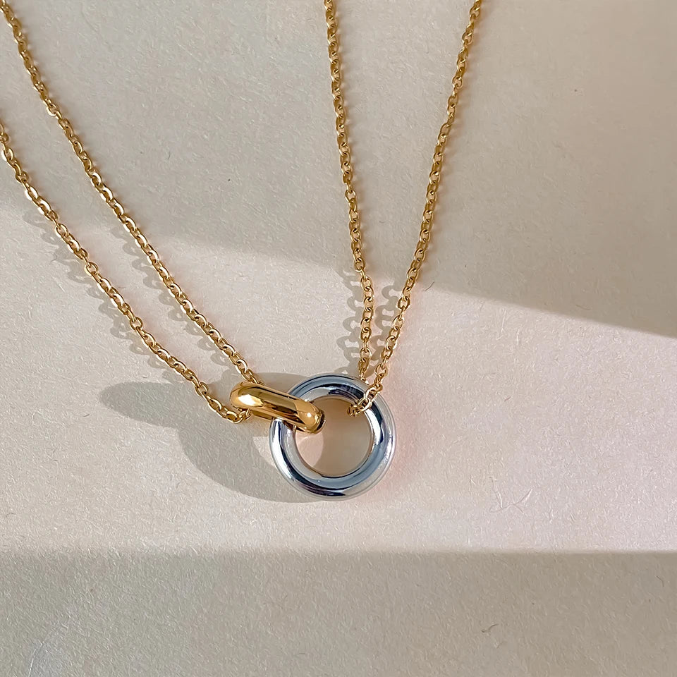 ✨ Elegant Dual-Tone Pendant Necklace – Minimal Chic Jewelry ✨