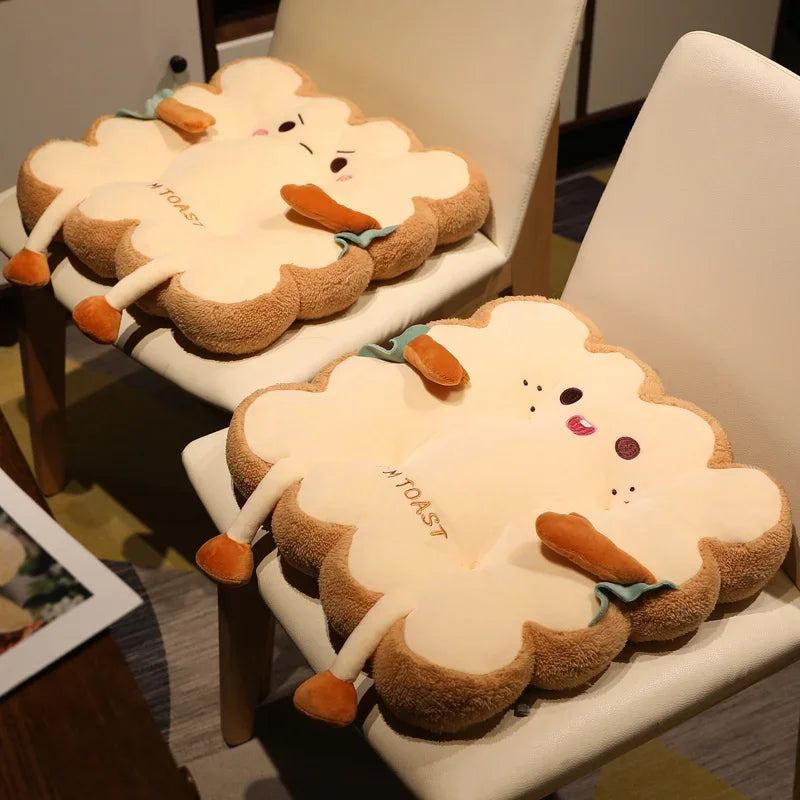 Soft Toast Cushion for Chair 🍞✨ | Comfortable, Cute and Washable - Happy or Angry Version