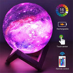 RGB Nebula 3D Lunar Lamp – 16 Colours, Touch & Remote Control | Night Light Decor