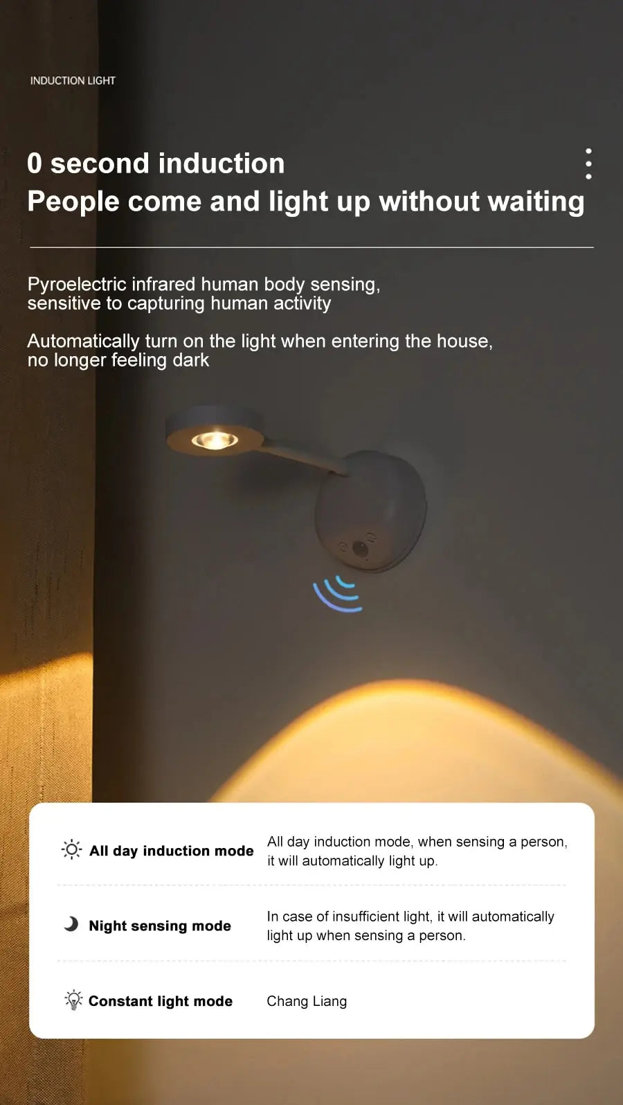 ✨ LED Lamp with Motion Sensor - Wireless USB Night Light