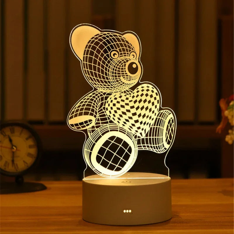 💡 3D Visual Illusion Night Light – LED Desk Lamp