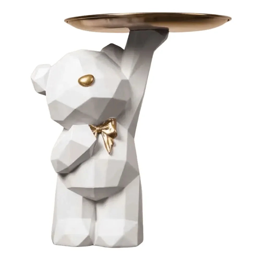 🐻✨ Geometric Bear Tray Statue – Modern Home Decor Accessory