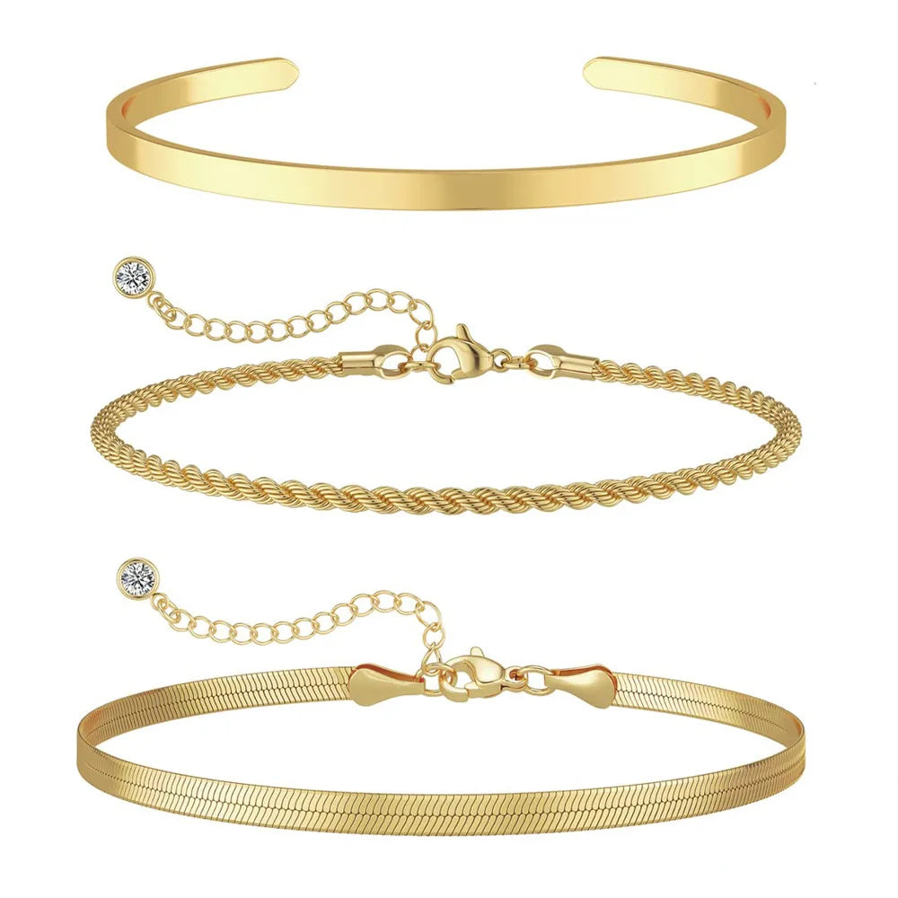 ✨ Elegant Gold Bracelet Collection – Women’s Minimalist Chain Set ✨