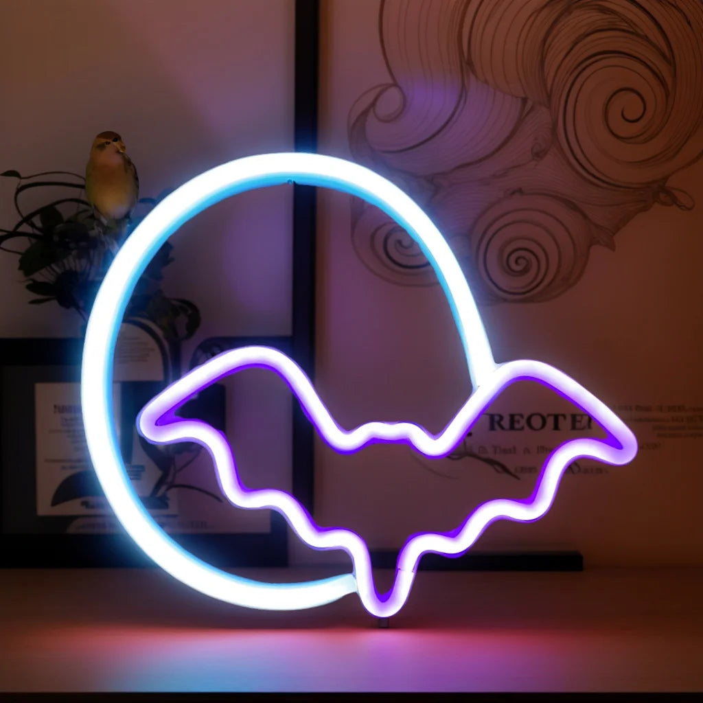 🎃 Neon LED Horror-Cute Wall Lights | Luminescent Wall Decorations 🦇✨