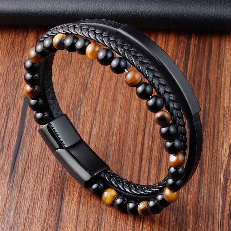 🔥 Men’s Leather Bracelet Collection – Multi-Style Modern Designs 🖤✨