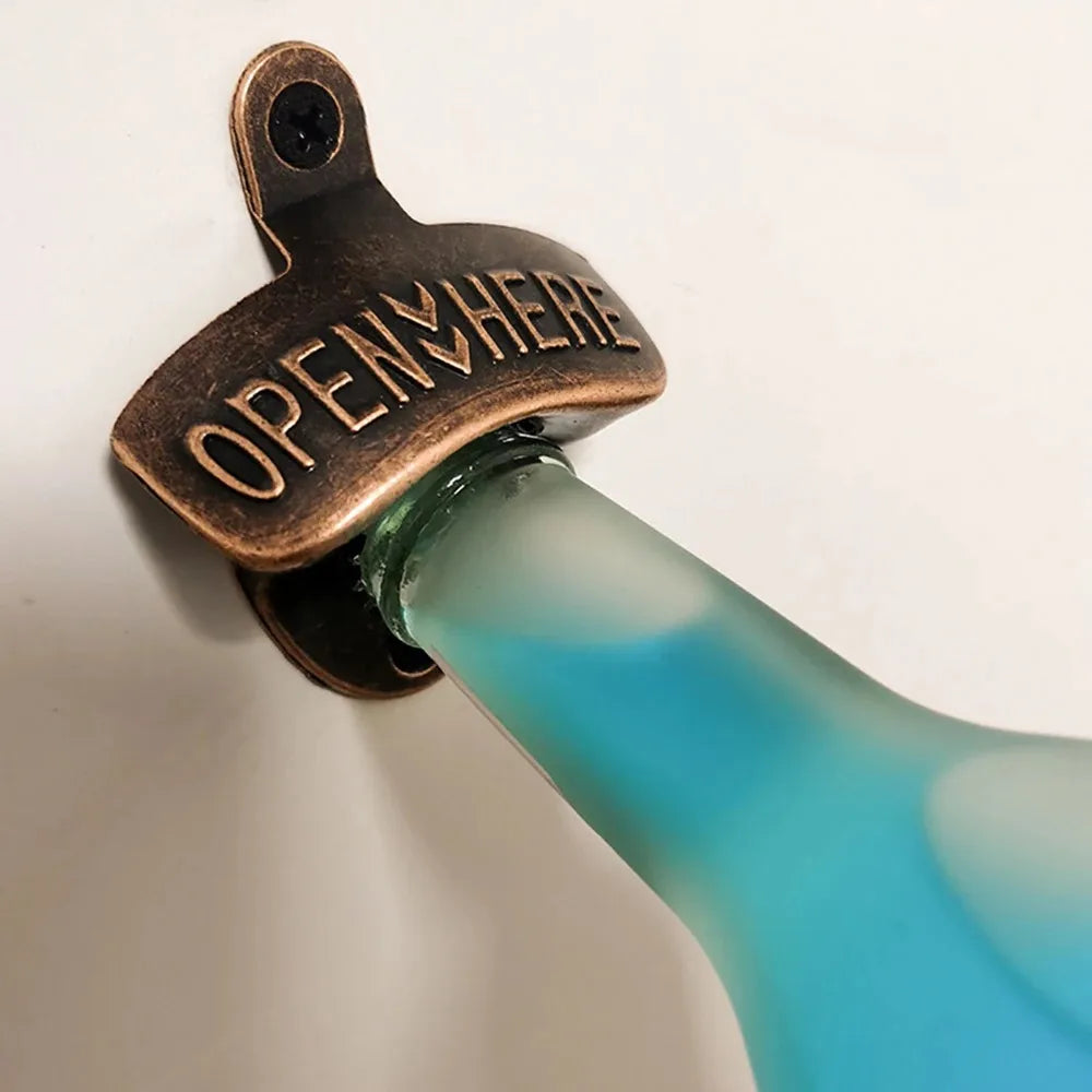 🍺🔩Vintage Zinc Alloy Wall Bottle Opener - Retro Style, Wall Mounting