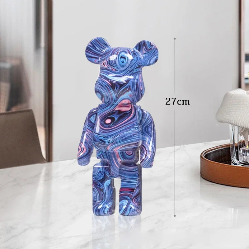 🧸✨ Graffiti Bear Resin Statue – 27cm Artistic Decor Figurine